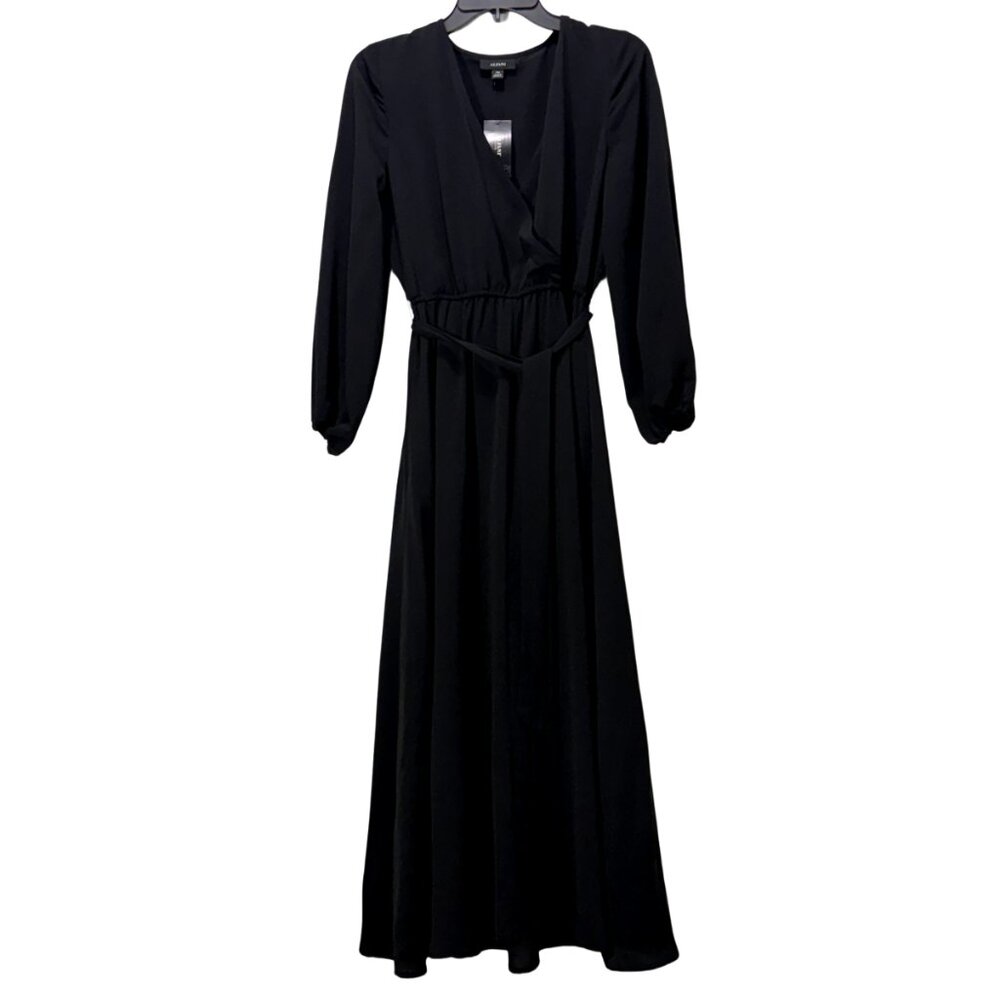Alfani Deep Black Wrap Front Dress Size: PM